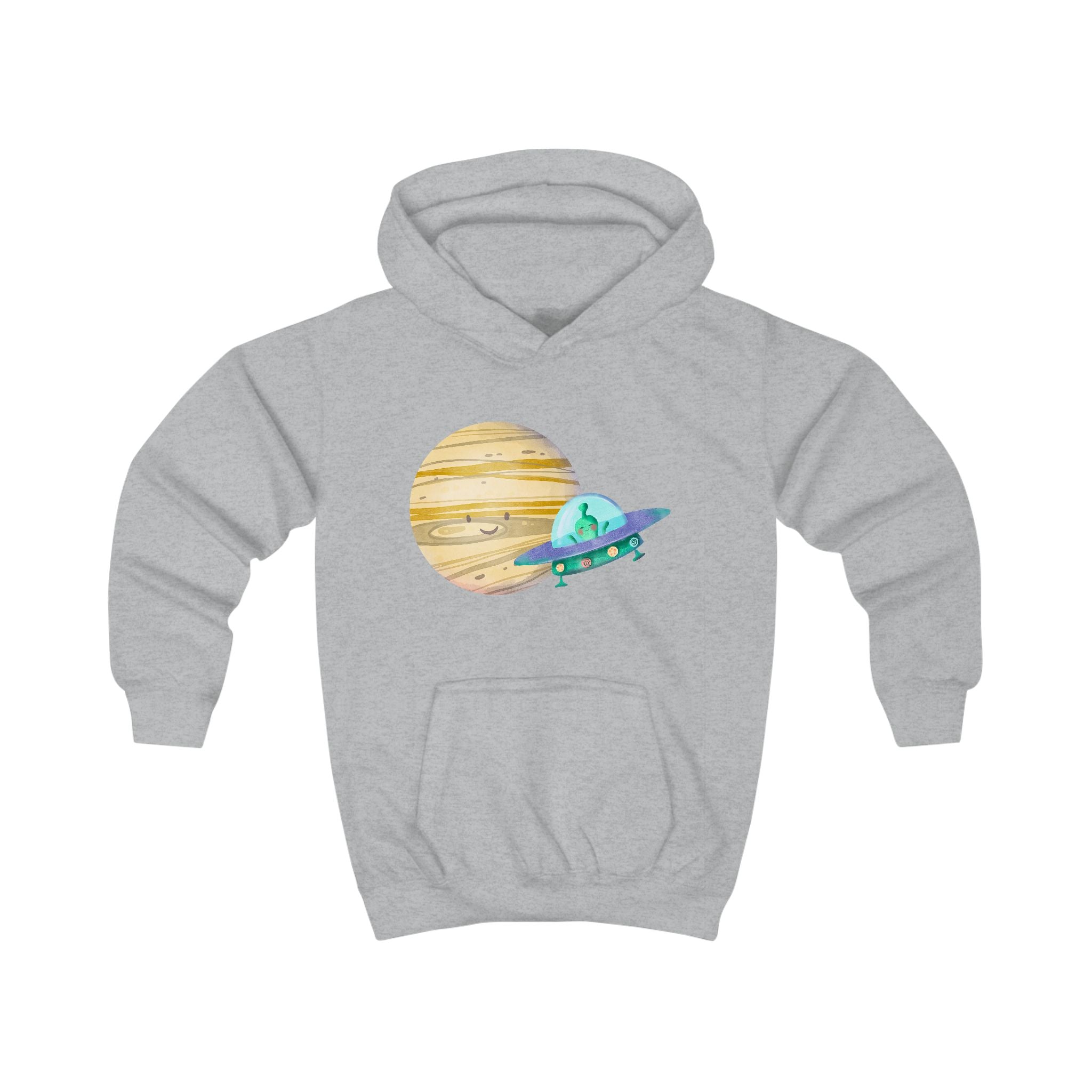 Kids Hoodie – Saturn & UFO (Aquarell, Unisex, 2XS–S)