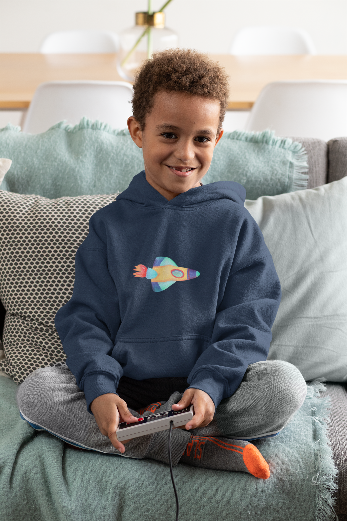 Kids Hoodie – Aquarell Rakete