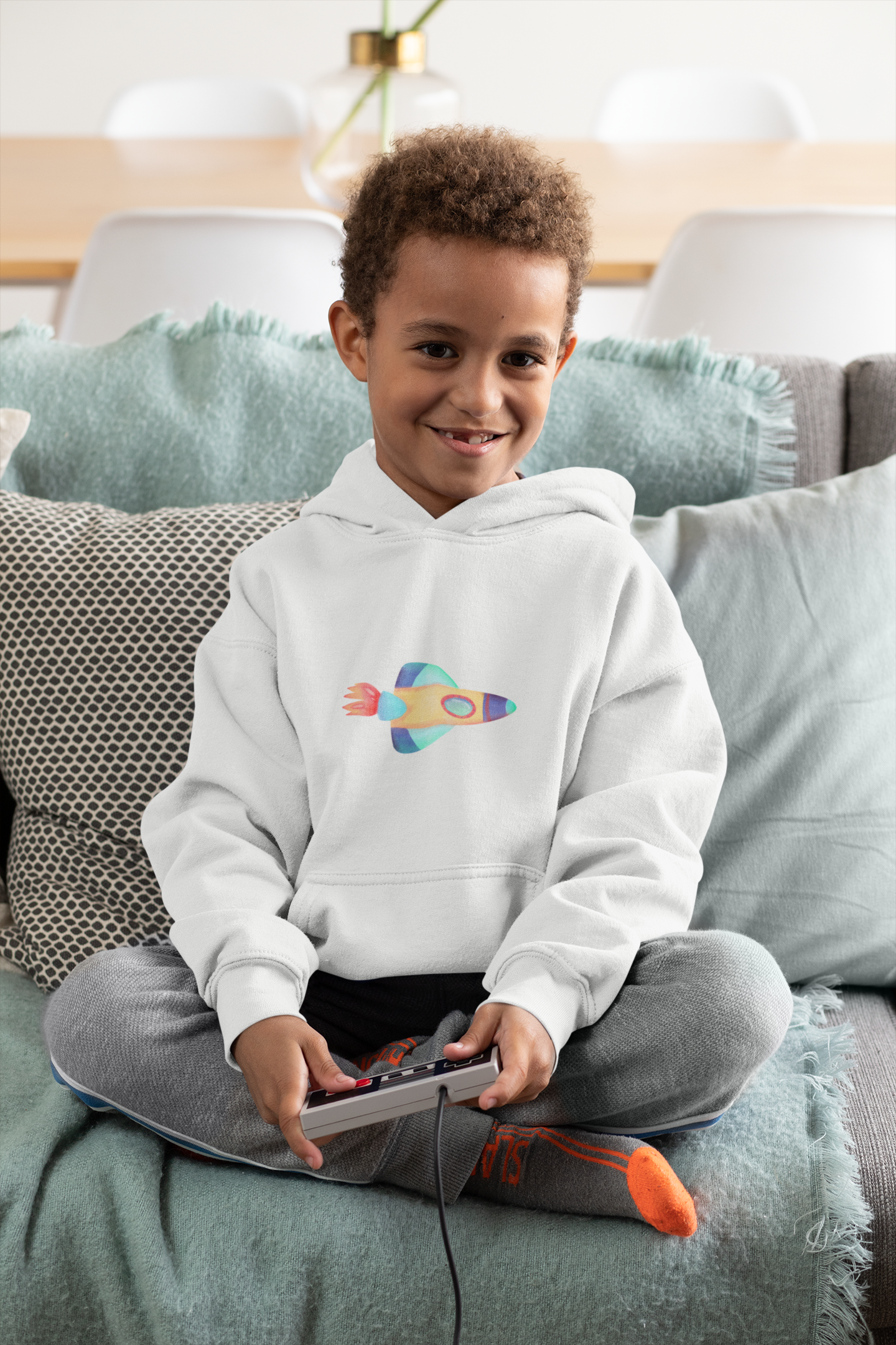 Kids Hoodie – Aquarell Rakete