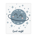 Boho Kinderzimmer Poster – Planet „Good night“ (Blau)