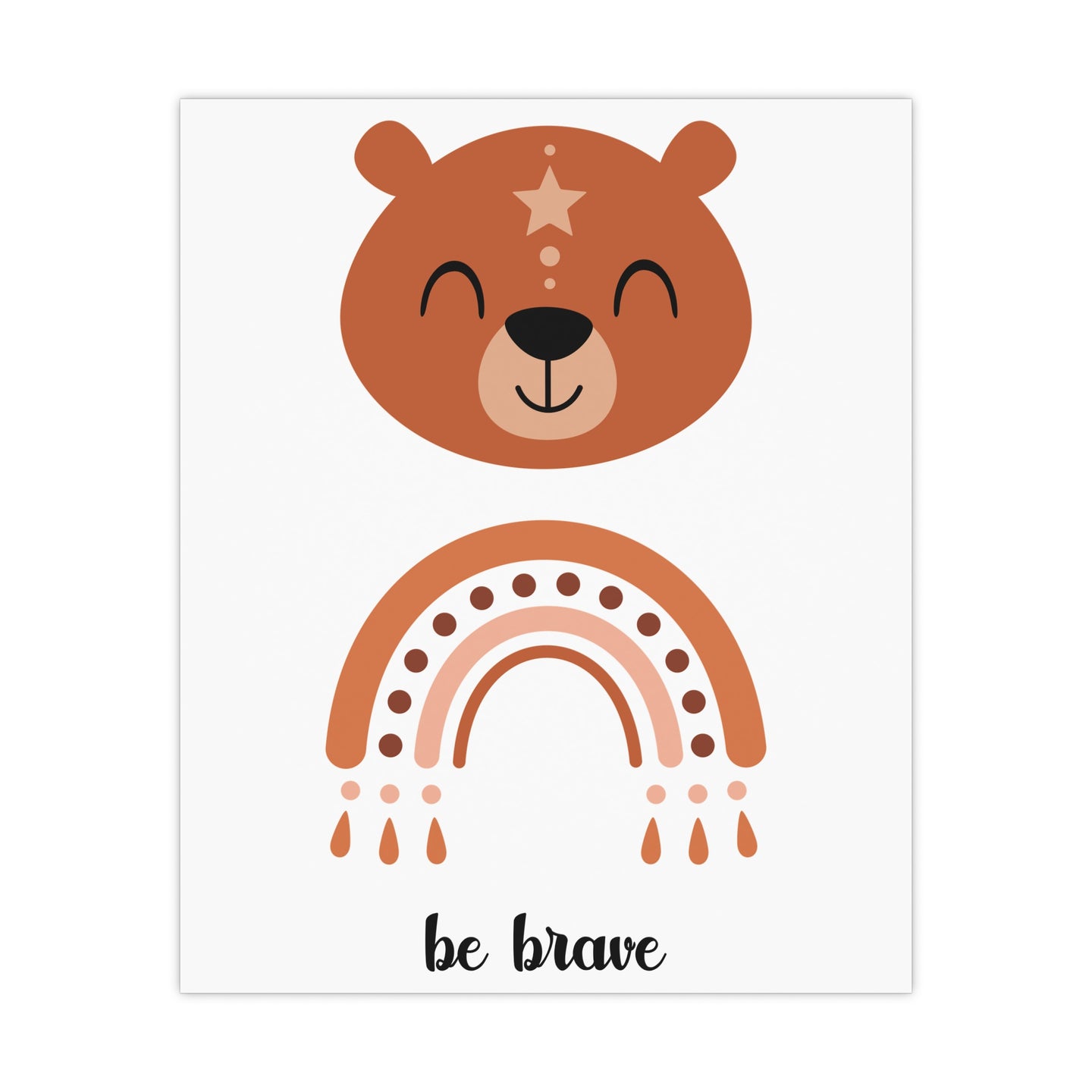 Boho Kinderzimmer Poster – „Be brave“ Bär & Regenbogen