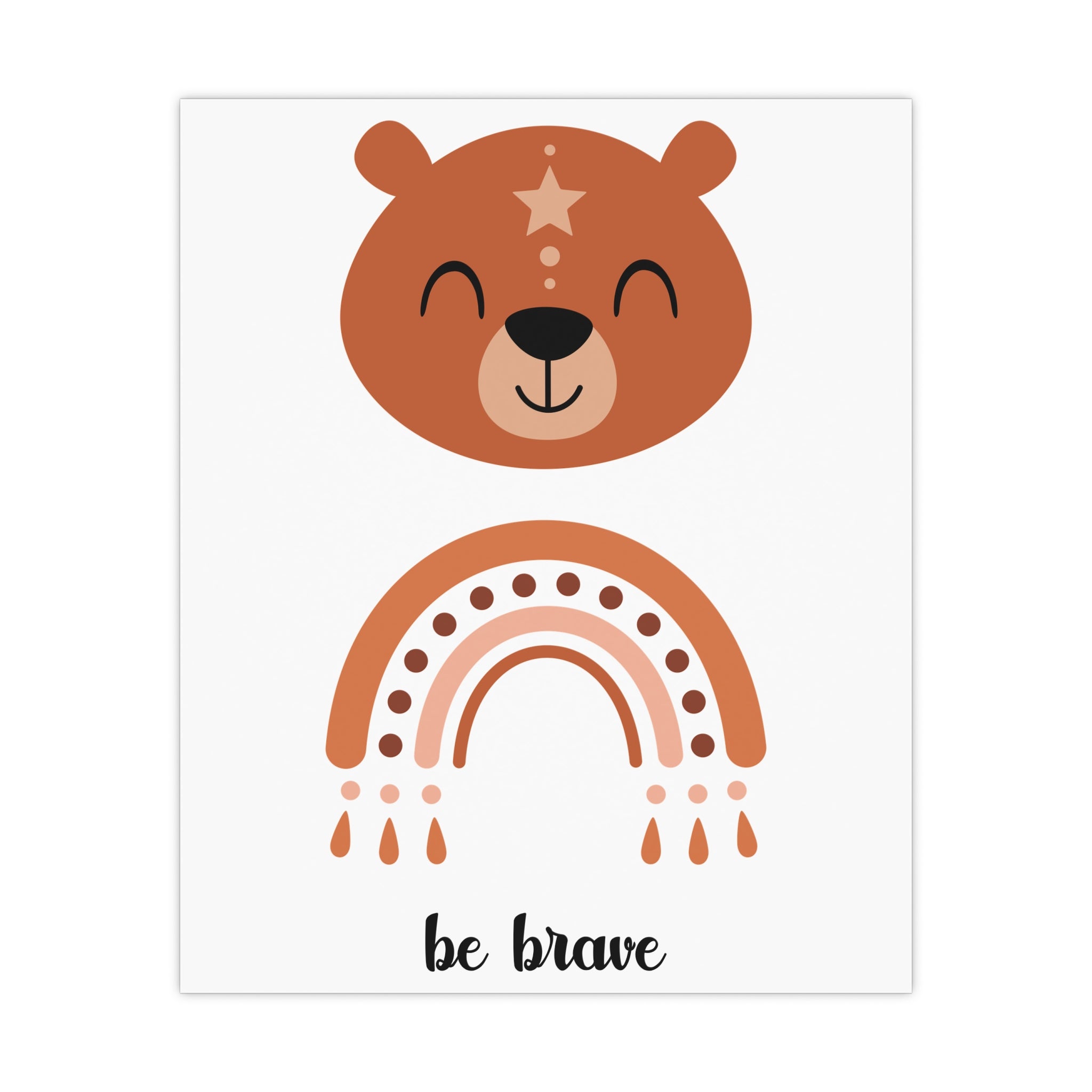 Boho Kinderzimmer Poster – „Be brave“ Bär & Regenbogen