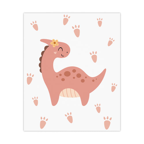 Kinderzimmer Poster – Dino Girl | Dino Footprints
