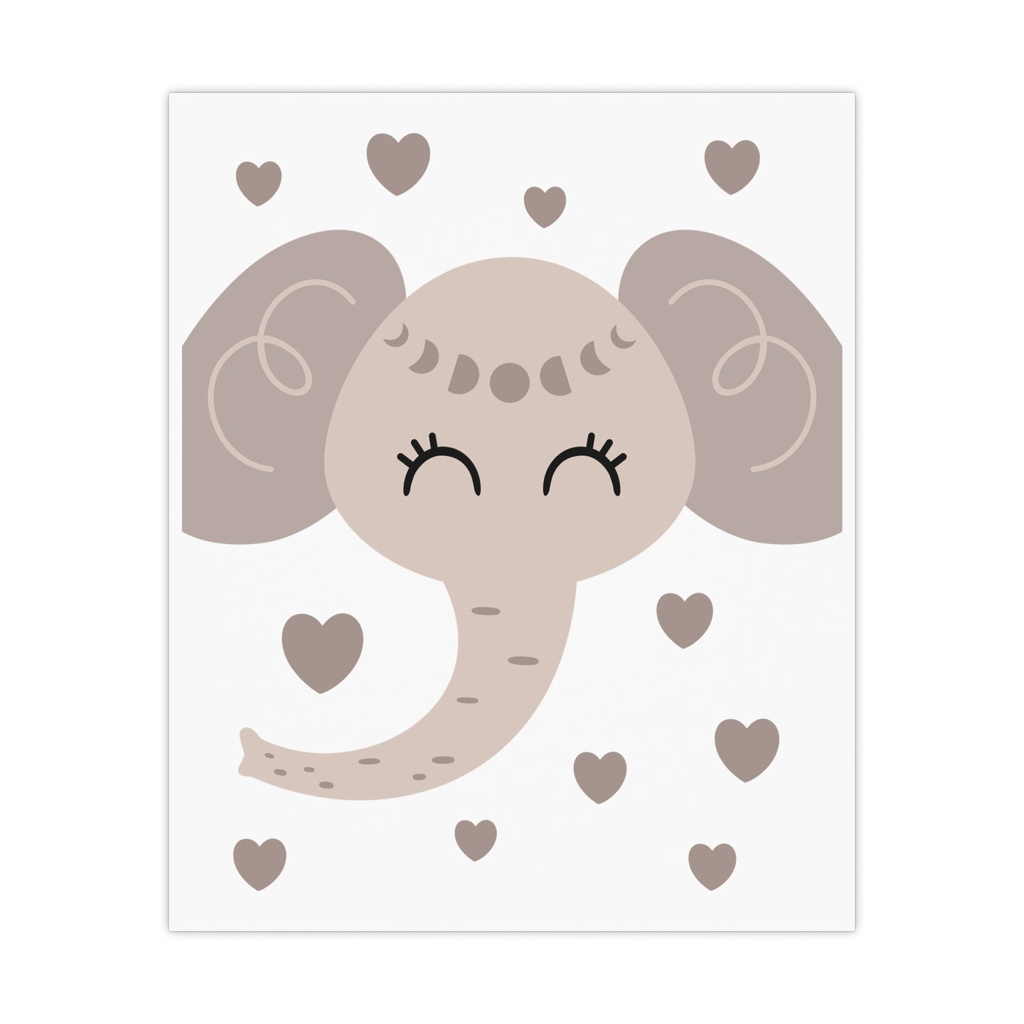Boho Kinderzimmer Poster – Elefant mit Herzen (Neutral)