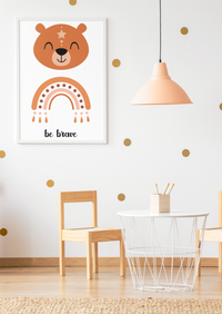 Boho Kinderzimmer Poster – „Be brave“ Bär & Regenbogen