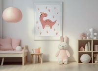 Kinderzimmer Poster – Dino Girl | Dino Footprints