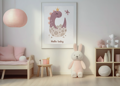 Kinderzimmer Poster – Dino Girl | Hello Baby