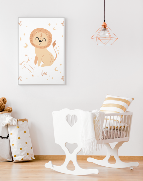 Kinderzimmer-Poster Sternzeichen Löwe im Rahmen an der Wand – Mommy’s Hero