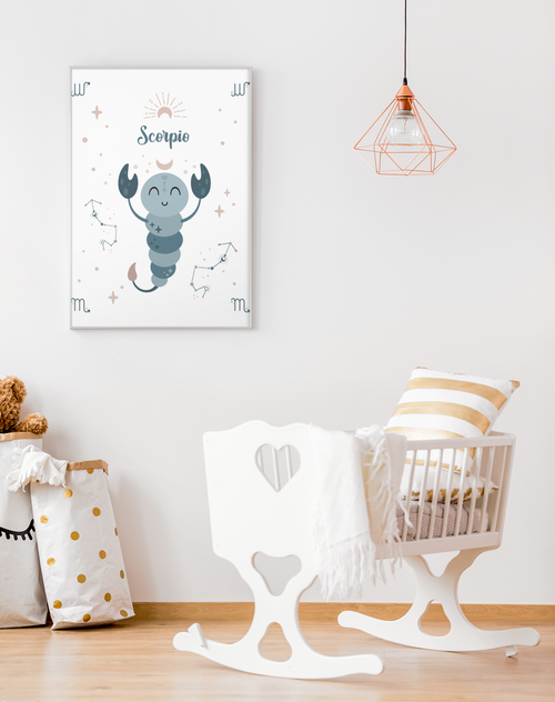 Kinderzimmer-Poster Sternzeichen Skorpion im Rahmen an der Wand – Mommy’s Hero