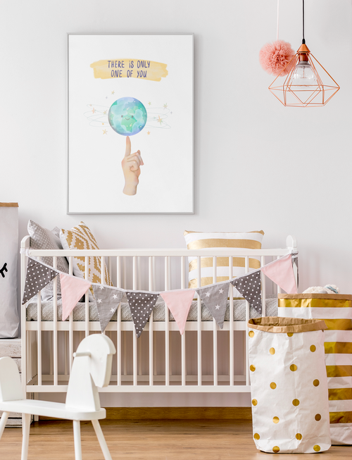 Kinderzimmer-Poster There is only one of you – Aquarell-Weltraum – Mommy’s Hero