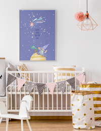 Kinderzimmer-Poster Work hard, dream big – Space / Sterne – Mommy’s Hero